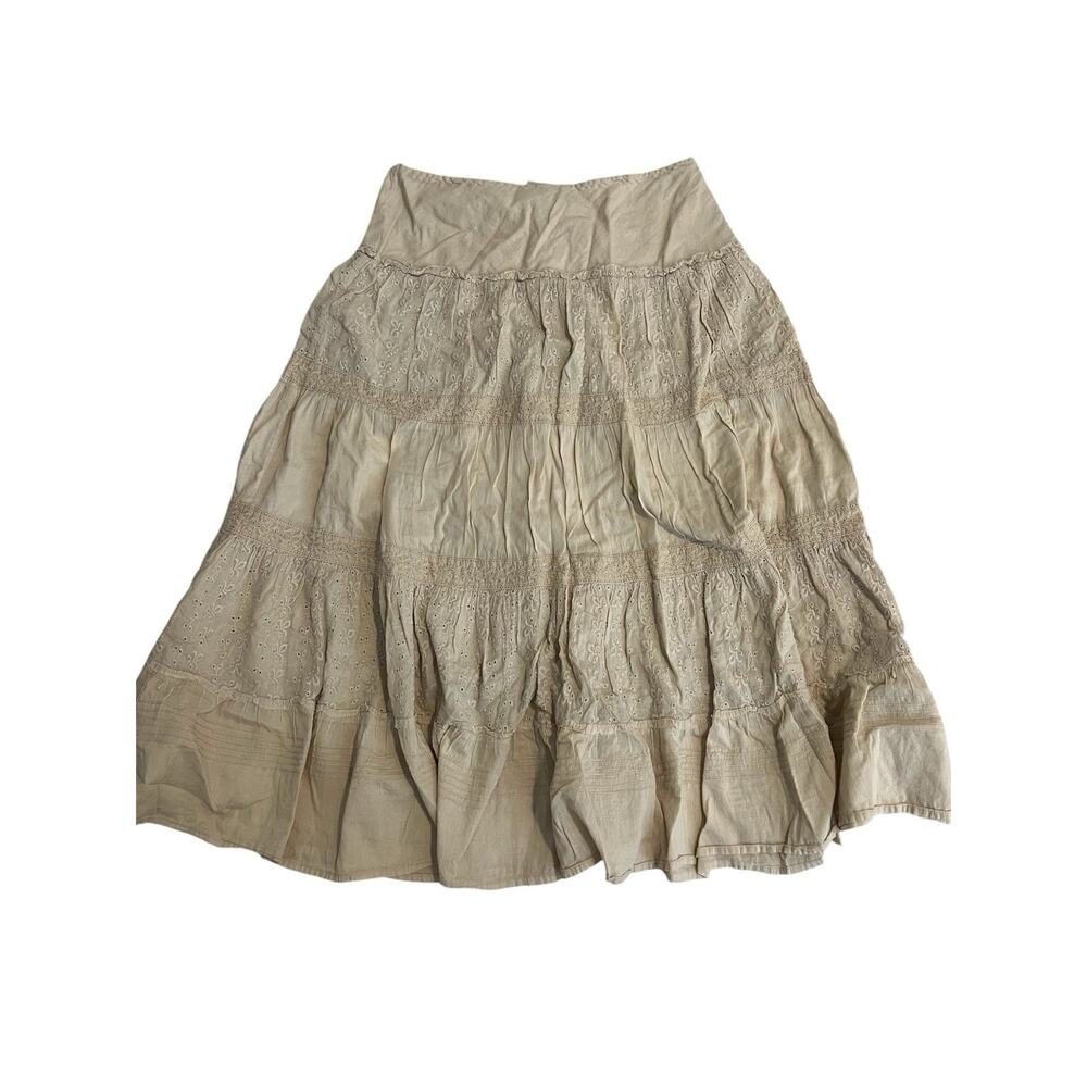 vintage eyelet tiered maxi skirt